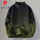 皮尔卡丹（pierre cardin）高级感假两件针织衫男2025新款渐变衬衫领毛衣男冬天保暖内搭线衣 9756红色【衬*衫衣*领】 4XL 约180~195斤可穿