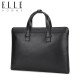 ELLEHOMME Men's Business Briefcase Fashionable Genuine Leather Handbag Horizontal Trendy Simple Cowhide Men's Bag EA988202910 Black