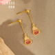 Shipulin 18K gold earrings Fulu earrings women's gold fashion earrings for your girlfriend, about 0.42~0.46g + inlaid zircon earrings