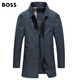 BOSS Jacket Men's Jacket Spring and Autumn New Windbreaker Casual Lapel Mid-Length Jacket Thin Top Slim Fit Dark Green L