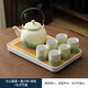 Jinpan Ceramic Kung Fu Tea Set Chinese-style large-capacity lifting beam household high-end teacup tea tray complete set teapot tea set one pot six cups + tea tray