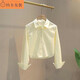 NJTD150 kleines Hemd für Frauen, kurze reine Baumwoll -Frühling und Herbst lange Ärmel Short Person trägt Arbeitskleidung Chiffon Hemd weiß rein Baumwolle 867 L