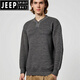 JEEP SPIRIT autumn and winter retro lazy style Henry collar sweater men's loose casual versatile knitted bottoming shirt thickened warm top camel S