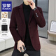 ROMON 2025 new suit jacket winter cotton thickened solid color high quality warm short fashion casual men's suit black 2XL recommended 145-160Jin Jin equals 0.5 kg