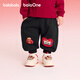 Balabala children's clothing children's velvet trousers boys and girls red New Year's greetings clothing blessing warm children's trousers