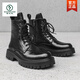 Woodpecker Martin Boots Men's High Top Soft Cuir British Style Retro Mid-Top Leather Chaussures 2025 Nouvelle fermeture à glissière latérale épaisse Boots masculins Brown Hauteur 41