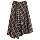 CHIC VEN 2025 new winter design high waist irregular contrasting plaid brushed skirt long skirt for women chicven black M