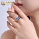 China Gold S925 Silver Gradient Blue Butterfly Ring Women's Light Luxury Fashion Versatile Temperament Ring Birthday Gift for Girlfriend About 2.5g