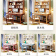 Huixun simple modern study solid wood desk home bedroom office computer desk student bookshelf bookcase integrated writing desk walnut color #desk + bookshelf 80cm*60cm*75cm total height 190cm