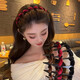 2025 new style toothed non-slip wavy hair hoop for women, high skull headband for going out, versatile western style face wash hairpin headwear, black satin hair hoop