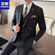 Romon haut de gamme authentique à double boutonnage pour hommes Authentiques Robe de réunion rayée Suit Slim-Fit Frendy Forme Purple (costume + pantalon + Vente + chemise) Collier M