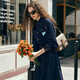 Olrain Prussian blue denim dress for women's spring clothes new waist-hugging embroidered age-reducing skirt denim blue L