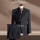 ROMON suit + vest + trousers Modal cotton wool haute blazer business dress jacket men black 2XL
