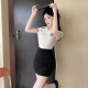 Yi Jingxuan (YIJINGXUAN) KTV private room princess suit casual club foot massage foot bath female technician work clothes hip skirt professional suit nightclub 6172# white short-sleeved shirt + black hip skirt M 95-105Jin[Jin equals 0.5 kg]