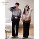 Sha Qian Couple Pajamas Autumn and Winter Half Velvet Women's Thickened Warm Coral Velvet Men's Casual Homewear Set