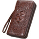Kavati Gavadi Gavadi Crocodile Crocodile Cuero bolso de cuero de cuero de cuero de doble capa Billetera larga Billetera para hombres Bolsa de hombres múltiples Bolsa de doble tracción negra