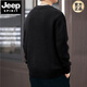 JEEP SPIRIT American retro black knitted Henley sweater men's autumn and winter trendy brand lazy loose casual pullover sweater for men and women Khaki L