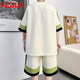 
KLSJLA casual suit men's summer trendy brand ice silk sports short-sleeved shorts men's suit a set with handsome teenagers DT681 khaki suit L 175 (about 120-145 Jin [Jin equals 0.5 kg] can be worn)