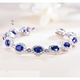 Fuwu Artificial Sapphire Bracelet Cultured Colorful S925 Sterling Silver Jewelry Non-Natural Light Luxury Jewelry S925 Cultured Sapphire Bracelet