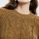 PALUOPO pure cashmere women's autumn and winter new round neck pullover sweater casual cable knit sweater ET2F8072R red brown color S 155/95