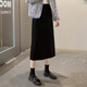 Sibaishe Slit Skirt 2025 Autumn New Women's Fashion Simple Loose Slim Midi Skirt