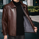Middle-aged men's leather jacket plus velvet leather jacket men's casual loose large size leather jacket middle-aged and elderly dad wear black plus velvet 2XL