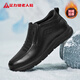 Foot Lijian winter velvet mid-high leather shoes men's warm cotton leather shoes dad shoes casual men's shoes 6320K black 41