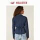 HOLLISTER25 new autumn and winter Y2K hot girl slim waist belted poplin shirt women's 340-5486 Navy Blue S (165/84A)