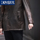 Chaqueta de cuero genuina de Kaiser (Kaiser) para hombres que acogen chaqueta de cuero genuina para la capa de la cabeza de hombre de la cabeza de vaca de la capa media de la solapa retro para hombres, la chaqueta del viento de los hombres negros 180/2xl adecuado para el peso 145-160Jin [Jin equivale a 0.5 kg]