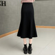 Sibaishe High Waist Fishtail Skirt 2025 Autumn New Women's Fashion Simple Mid-Length Slim Skirt