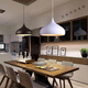 XMSJ Desk Top Kronleuchter Loft Kreatives Einkopf-Eisen-Topf-Deckel Einfacher Restaurantlampe American Style European Industrial D5009 Weiß groß