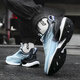 Nuevos zapatos deportivos de verano Autumn e invernal de otoño e invierno botón de giro Running Zapatos ultra ligeros Atacos y zapatos transpirables Hombres 9887 LIGHTA AZUL [superficie de cuero] 42