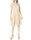 Jenny Yoo Women's Sienna V-Neck Spaghetti Straps Short Chiffon Dress Sand Dune 4