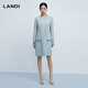 LANDI haute couture tailoring new Chinese style fog ice blue collarless slim suit top women's jacket spring new arrival water fog ice blue second batch M