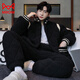 Cat Man (Miiow) Herren-Pyjama Herbst- und Winterkorallen-Samt dreischichtige Baumwolljacke eingedickt und Samt Flanell Teenager Home Clothing Set 1278 Herren [Rollkragenpullover Reißverschluss Baumwoll + Baumwollhosen l 3 Schichten x Männer [Gewicht 100-125]