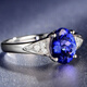 Xuanpao 925 sterling silver deep sea sapphire earrings texture ring for women Tanzania blue suit necklace bracelet jewelry Tanzania blue pendant [with necklace]