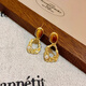 Fan Shengyu retro brown earrings for women in autumn and winter irregular niche light luxury earrings temperament high-end Hong Kong style earrings Maillard hollow earrings a pair