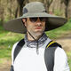 Sun hat, outdoor sun protection hat, fishing hat with extended brim 15cm, sun protection and rainproof folding photography hiking hat, extended brim 15cm - A3 military green - quick drying L size [within 60cm]