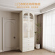 Quanyou Home Cream Style Large Wardrobe with Dressing Table Combination Wall Wardrobe Plus Height Clothes Storage Cabinet Two-Door Wardrobe + Dressing Cabinet + Makeup Mirror + Makeup Stool