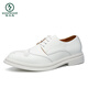 Woodpecker white leather shoes men's Brock Studio wedding photography wedding shoes party team performance shoes 48 large size shoes 679 white 40