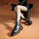 Fed echte Leder-Martin-Stiefel für Frauen im Winter Neue Frauenstiefel dicke Absatzstiefel Black Motorrad Stiefel für Frauen D1105-YA930 Black 34