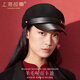 Shanghai Story Women's 100% wool woolen hat autumn and winter newsboy hat thickened and warm as a birthday gift, black