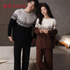 Ancient and modern (GUJIN) couple Fair Isle style pajamas for men and women, half-velvet autumn and winter sweaters that can be worn outside, home clothes, thickened large size suits