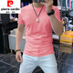 皮尔卡丹（pierre cardin）欧洲站夏装男士丝光棉短袖t恤修身韩版纯色半袖潮牌圆领上衣服 黄色 M (90-110斤)