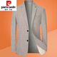 皮尔卡丹（pierre cardin）春秋新款男士西服外套中年商务休闲薄款西装爸爸上衣 浅咖色 L 175