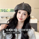 Hat beret for women with large head circumference, fashionable and western-style painter's hat, clouds, retro face, small and versatile, Korean style octagonal hat, gray, high-looking, cute, hearty, fashionable, Korean style, British style pumpkin hat, one size fits all (recommended head circumference 54-58cm)