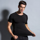 Huian short-sleeved sports t-shirt men's quick-drying clothing yoga clothing fitness clothing tights breathable running training top black line XL