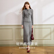 Xiangying gray temperament sweater suit skirt for women 2025 winter new French sweater half-length skirt two-piece suit S