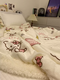 RSRDDY winter authentic cute loving kitty cat lamb velvet blanket thickened milk coral velvet blanket sofa cover star cinnamon dog single 150X200cm with zipper can be used as a quilt cover