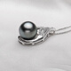 Fat Donglai same style Tahitian pearl pendant single short clavicle chain 925 silver round black mother-of-pearl necklace 14mm-15mm